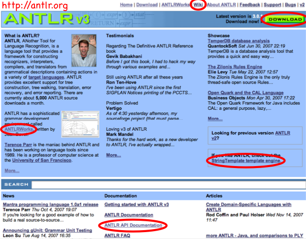 ANTLR home page