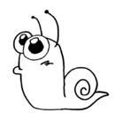 a snail look a little unhappy.